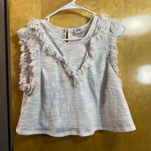 White Ruffled Sleeveless Tank Top